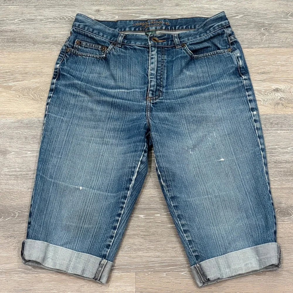 Lauren Jeans Premium Womens Blue Denim Bermuda Shorts Cuffed Size 8 Medium Wash